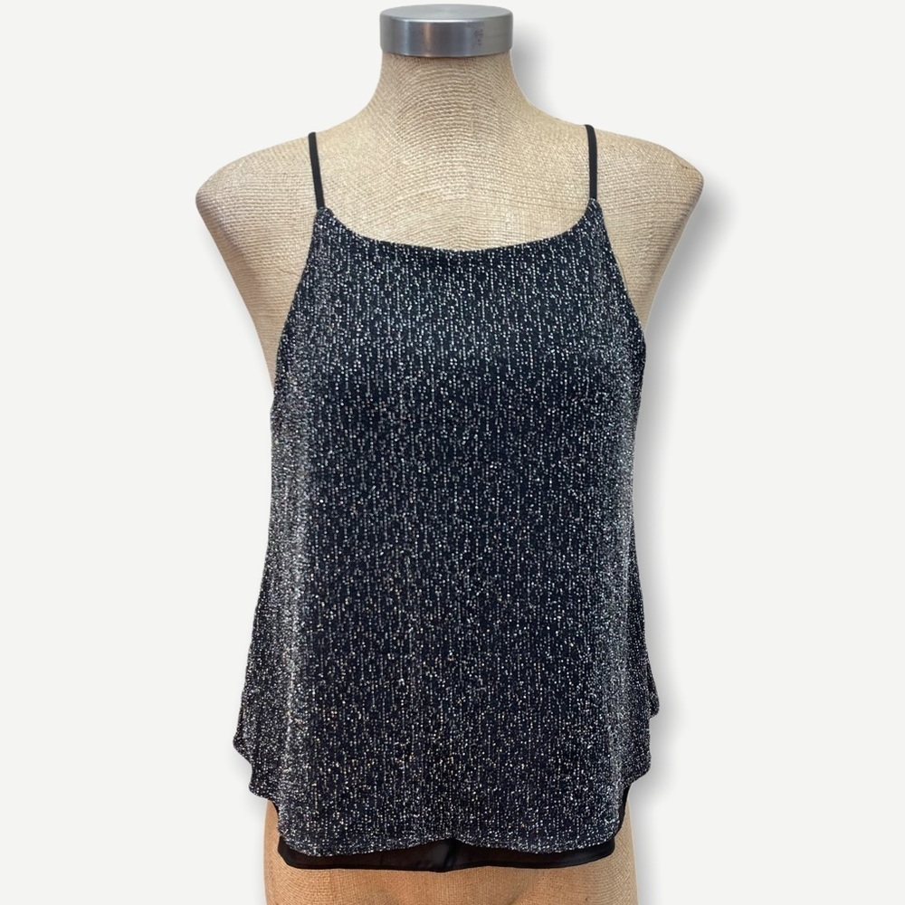 Aqua black metallic cami‎ top